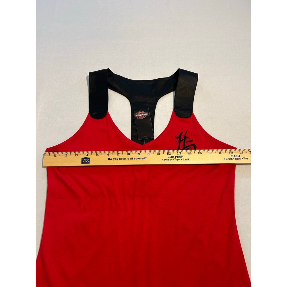 Harley Davidson Deep V-Neck Satin Racerback Tank Top Red & Black Large NWT - Picture 4 of 9